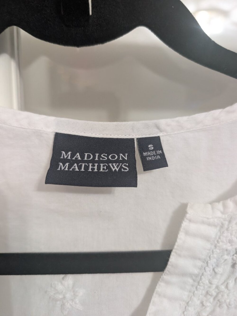 Madison Mathews White Tunic Top View 2